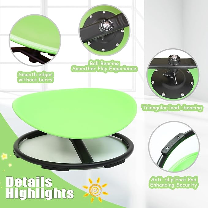 Kids Sensory Swivel Chair,Spin Chair for Autistic Kids,Sensory Spinning Toy Chair,Kids Coordination Sensory Swivel Products for Ages 3 Years and UP,Training Body Coordination(Green)