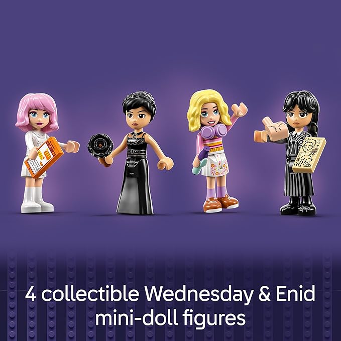 LEGO Wednesday & Enid's Dorm Room Playset - Building Toy for Pretend Play with 4 Minifigures - Wednesday Addams Doll for Kids, Girls & Boys, Ages 10+ - Gift Idea for Birthday - 76781