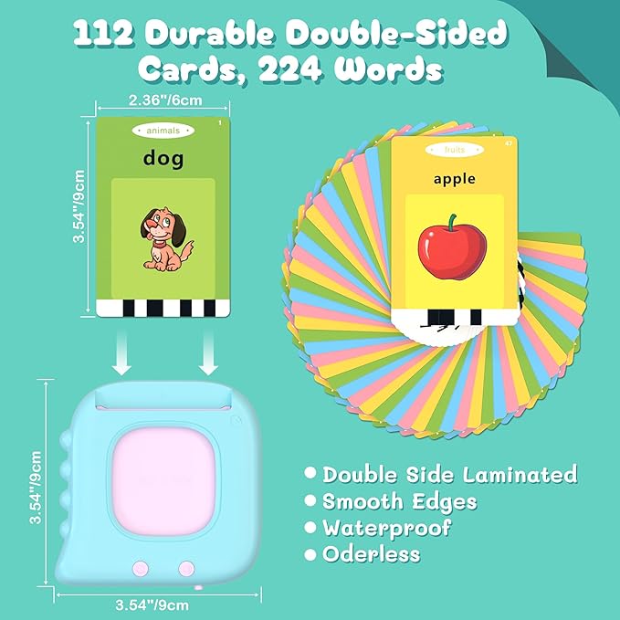 Talking Flash Cards for Toddlers 1-3, 224 Sight Words Pocket Speech Therapy Toys, Learning Educational Toys, Autism Sensory Toys, Montessori Toddler Toys for Age 1 2 3 4 5 Year Old Boys Birthday Gift