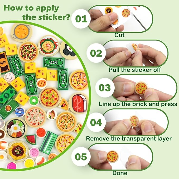 City Food Pieces Pack, Friends House Building Blocks Accessories, People Farm Kitchen Restaurant Comida Bricks Parts Sets, Pretend Play Food Toys for Kids Boys and Girls