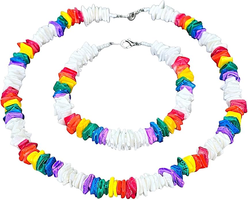 BlueRica Puka Shell Chips Necklace & Anklet Set (Multi)