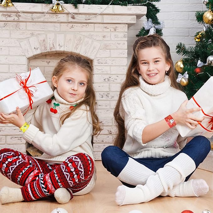 JoFAN 48 PCS Christmas Slap Bracelets Christmas Toys for Kids Boys Girls Toddlers Christmas Party Favors Stocking Stuffers Gifts