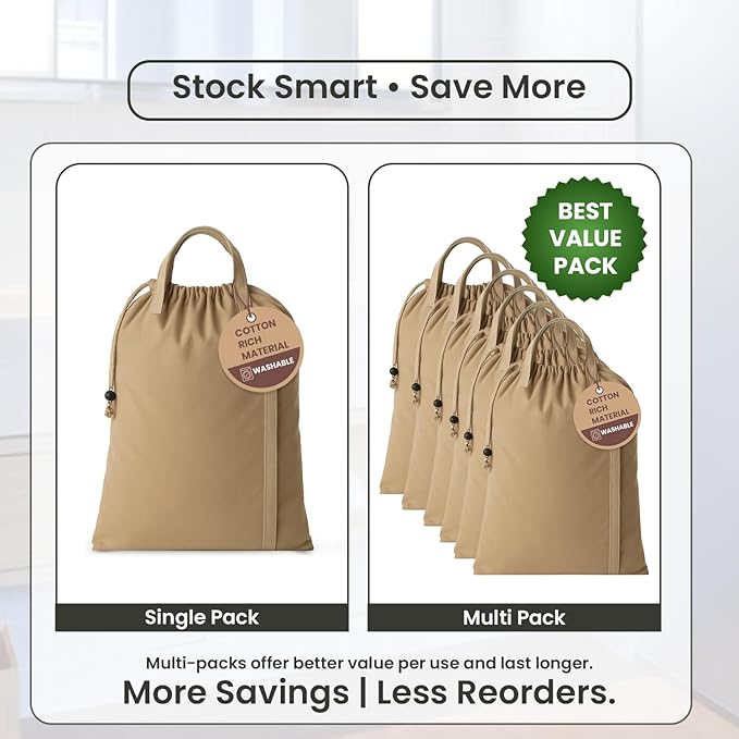 LFH Home Cotton Canvas Large Laundry Bag with Handle, Heavy Duty Drawstring Closure Washable Laundry Bags, School Travel, Home, Hotel, College Dorm, Organizer Sack, Toys Clothes 28x36-Beige