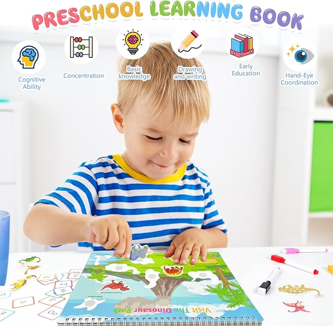 Montessori Busy Book for Toddlers 1-3 3-5, My Preschool Busy Book Sensory Toys for 3 4 5 6 Year Old Kids, Education Workbook Learning Activities - Christmas Birthdays Gifts for Boys and Girls