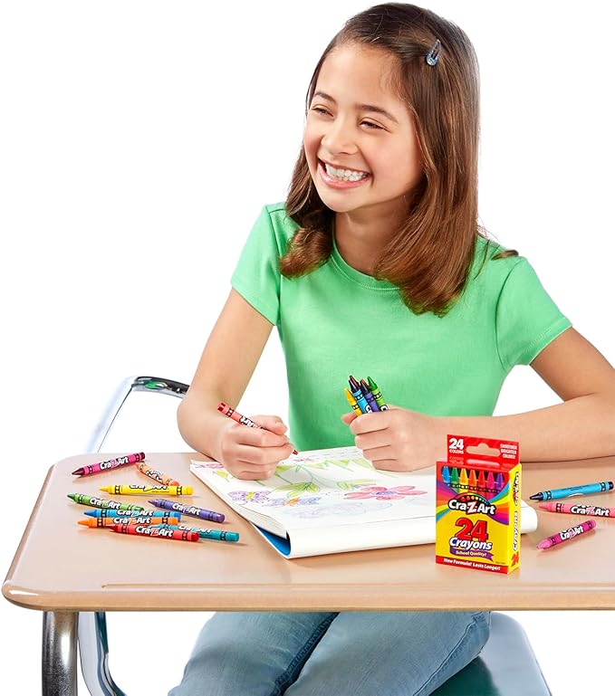 Cra-Z-Art 24ct Crayons Pack, Perfect Back to School Essential, Art Supplies for Coloring Fun, Ages 3 and Up
