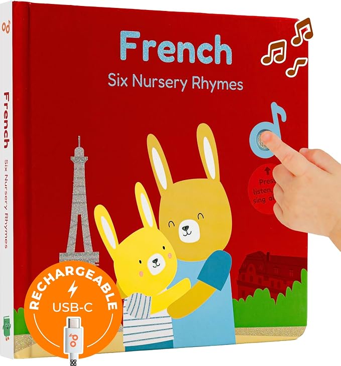 Cali's Books French Nursery Rhymes | New Rechargeable Sound Books | Sound Book for Toddlers 1-3 | Bilingual Books for 1 Year Old | | French Baby Book