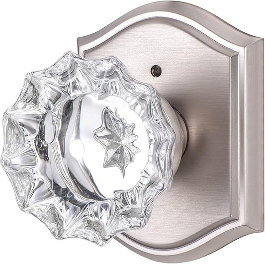 Premium Glass Door Knobs for Interior Doors, Bathroom Bedroom Door Knobs with Lock, Door Knobs Interior Brushed Nickel