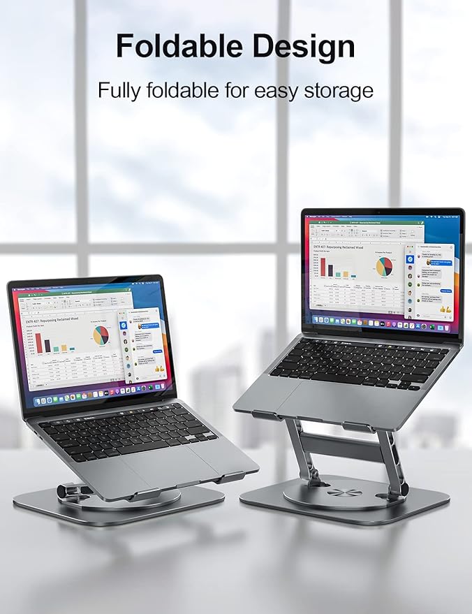 MCHOSE Laptop Stand, 360 Swivel Aluminum Computer Stand Ergonomic Laptop Riser Notebook Holder Compatible with 17 inch MacBook Air Pro, Dell XPS, HP, Lenovo More Laptops,Grey