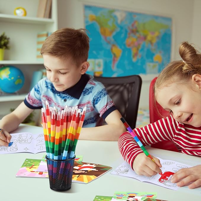 24 Pcs Christmas Coloring Book for Kids Bulk with 24 Crayons, Christmas Activity Books with Marker Xmas Stocking Goodie Bag Stuffers for Holiday Students Classroom Gifts Party Favors (Adorable)