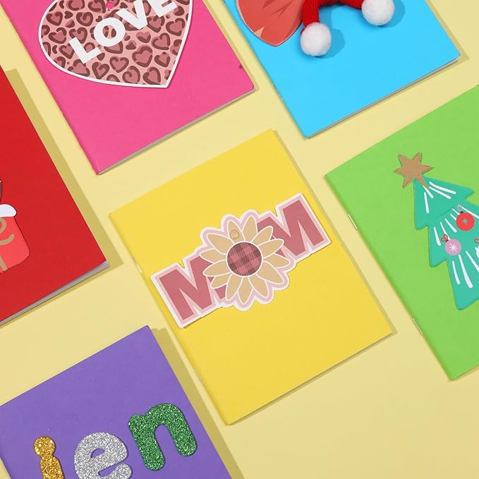 12 Pack Blank Books for Kids to Write Stories, Mini Notebooks Bulk Small Unlined Journals for Christmam Gift, Drawing, Sketching, 24 Sheets/48 Pages (Colorful Covers, 4.3 x 5.6 In)