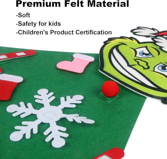 GameXcel 4.5ft Felt Christmas Tree for Toddlers with 37pcs Ornaments, Velcro Montessori DIY Xmas Decorations - 4.5 Feet