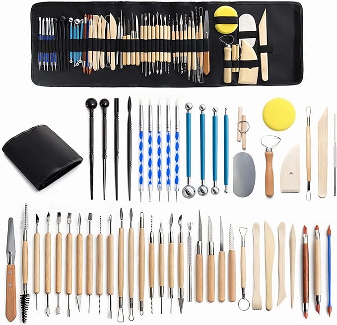 Clay Tools 52PCS Pottery Tools Clay Sculpting Tools Polymer Clay Tools Kit Ceramic Tools for DIY Handcraft Modeling Clay Carving Tools Set