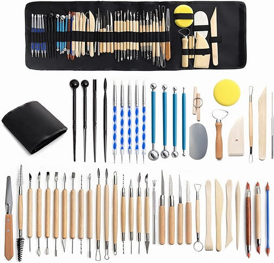 Clay Tools 52PCS Pottery Tools Clay Sculpting Tools Polymer Clay Tools Kit Ceramic Tools for DIY Handcraft Modeling Clay Carving Tools Set