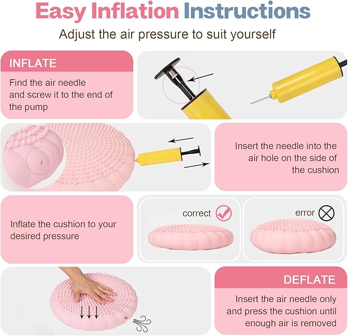 Wobble Cushion, Extra Thick Wiggle Seat for Sensory Kids, Non-slip Balance Disc with Inflation Pump for Adults Core Strength, Posture Improvement & Physical Therapy (13.5in/34cm)