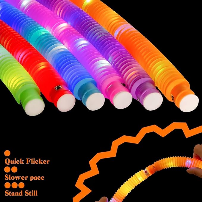 Light Up Glow Necklaces Bracelets Party Favors Accessories for Toddlers, Glow Sticks Pop Tubes for kids, Glow Birthday Camping Wedding Party Supplies Decorations for Boys Girls (Blue 6-pack)