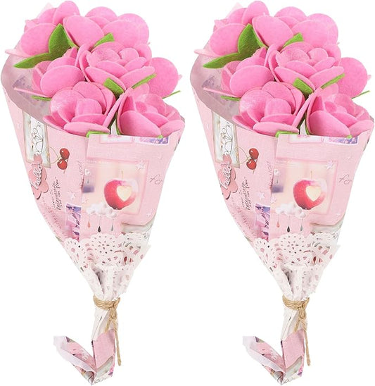 Beavorty 2 Sets Bouquet Material Package DIY Fabric Bouquet Arts and Crafts for Kids Flower Crafts for Kids Make Your Own Flowers Fabric Flower Bouquet Kid Toy Non-woven Child Props Unique