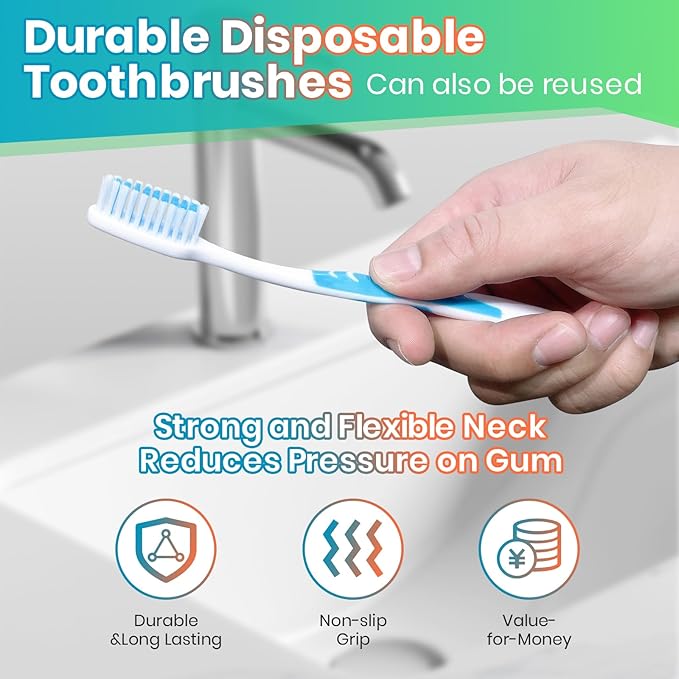 Bulk Toothbrushes 35 Pack, Individually Wrapped Toothbrushes Pack for Adults & Kids, Disposable Toothbrush Medium Soft for Travel, Donations, Hotels