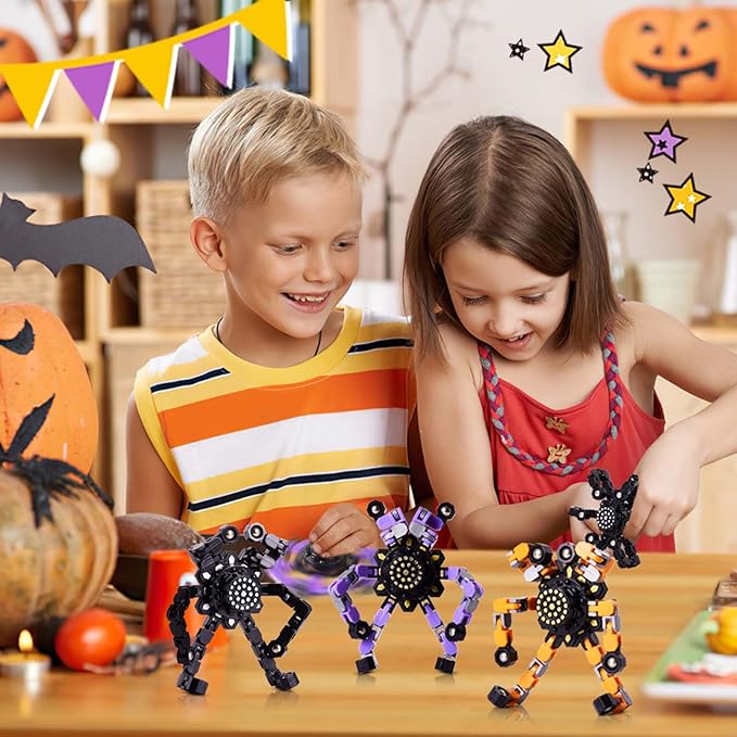 Halloween Fidget Spinners for Boys Girls Sensory Toys for Stress Relief and Anxiety for Kids 4-8 8-12 Halloween Goodie Bag Fillers Stocking Stuffers for Adult Party Favors 3PC
