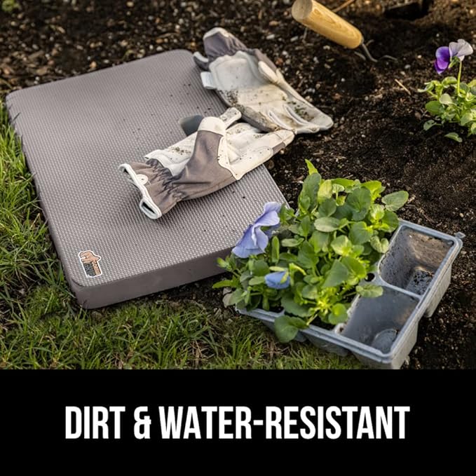 GORILLA GRIP Extra Thick Patent Pending Soft Foam Kneeling Pad, 2 PK, Supportive Large Cushion Knee Pads for Gardening, Baby Bath, Dirt and Water Resistant, Workout and Garden Supplies, 17.5x11, Gray