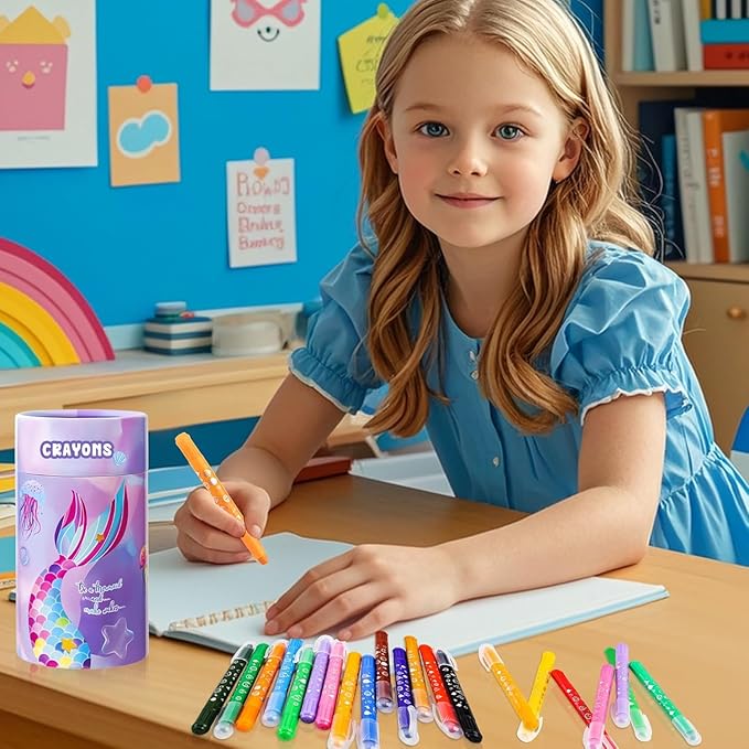 DreamCandy Twist Crayons for Toddlers,24 Colors Non Toxic Washable Crayons for Kids,Art Supplies Drawing Coloring Crayon Set,Gift for Boys and Girls,Back to School,Stocking Stuffers