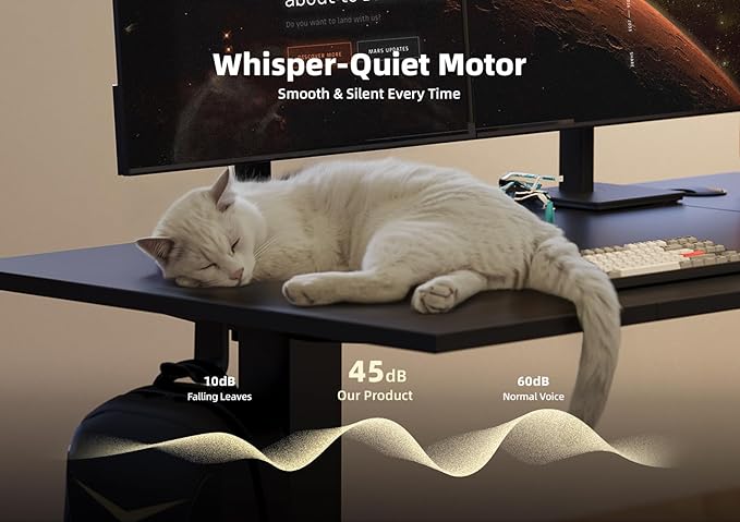 Seang Electric Height Adjustable Standing Desk, 55 x 24 Inch Sit-Stand Desk with T-Shaped Frame, 3 Memory Presets & Cable Management for Home Office Computer Workstation, Black Frame/Black Top