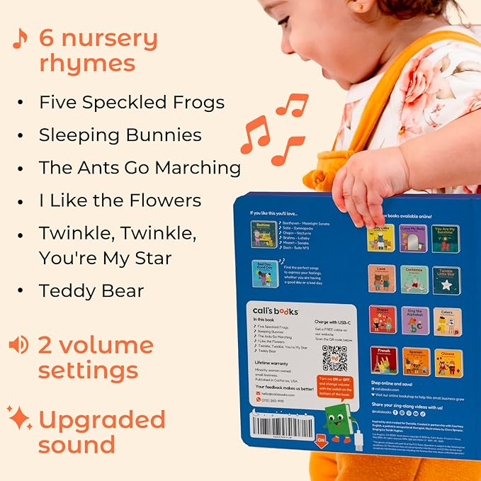 Cali’s Books Wind Down – USB-C Rechargeable Baby Book for Toddlers 1-3 | Expert-Designed Bedtime Musical Book with Gentle Activities and Affirmations for a Calming Nightly Routine