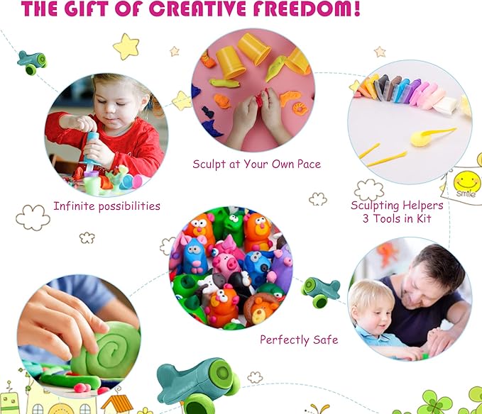 Air Dry Clay, 36 Colors Modeling Clay Kit with 3 Sculpting Tools, Magic Foam Clay for Kids and Adults, DIY Molding Clay Gift for Boys and Girls