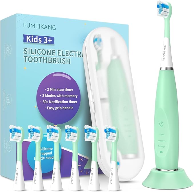 Kids Electric Toothbrushes Sonic Rechargeable Tooth Brush Gifts for Boys and Girls Smart Timer Power Toothbrush - Blue 3 4 5 6 7 8 9 10 11 12 (Mint)