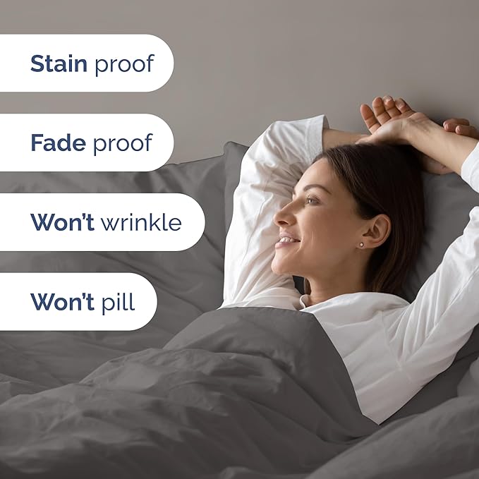 Duvet Cover Full Size Set - Extra Soft Full Size Duvet Cover 80 x 90 with 2 Pillow Shams - Hotel Luxury, Easy Care and Fade Free w/Zipper Closures & Ties - Comfy Breathable Bedding Set (Dark Grey)