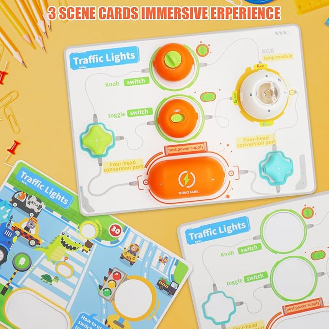 Circuit Kits for Kids - 420+ Electronics Projects, STEM Physics Science Kit with Full Project Manual, Circuits Block Board Educational Toy for Gift for Boys Girls Toddlers Ages 3+