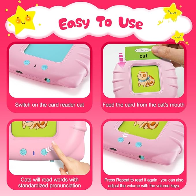 Toddler Toys for 2 3 4 5 Year Old Girls, Learning Flash Card Toys for 1+ Year Olds, Autism Speech Therapy Sensory Toys with Pictures and Colors, Birthday Gifts for Girls Age 1-6