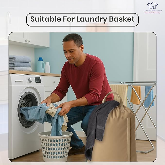 LFH Home Large Premium Cotton Canvas Laundry Bag with Drawstring and Handles Heavy Duty, Multi-Use, and Washable for Home, Travel, College or Storage 24x36 (Pack of 4)-Beige