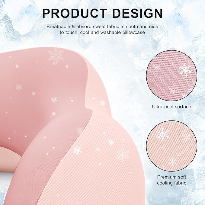 urnexttour Travel Pillow for Airplane Memory Foam Neck Pillow, Soft & Support Travel Pillow for Travelling, Sleeping Rest, Car, Train and Home Use (Pink)