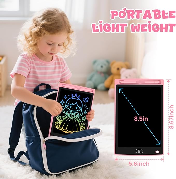 4 Pack LCD Writing Tablet for Kids, Erasable and Reusable Toddler Doodle Board in 8.5 inch, Ideal Educational Drawing Pad for Learning Toy for Ages 3-8 Gifts for Girls Boys