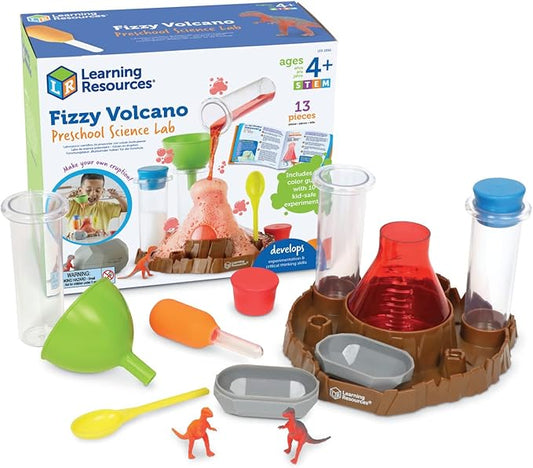Learning Resources Fizzy Volcano Science Kit - 13 Pieces, Ages 4+, Preschool STEM Toys for Kids, Science Experiments