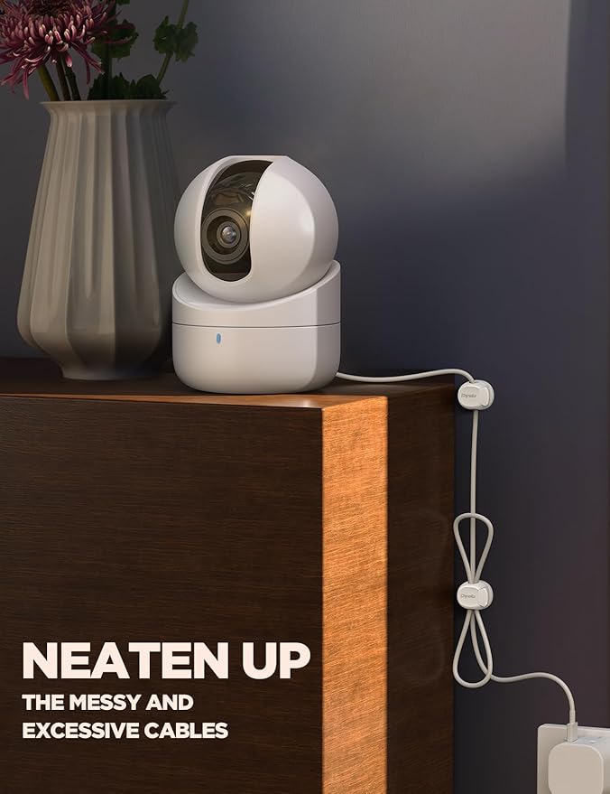 12Pack Cord Organizer [Dual Spring & Clasp] [Max Stability] Cable Clips, Chfeila Cord Holder, Desk Cable Management, Adhesive Wire Organizer for Home Office Desktop Nightstand Car Table Wall - White