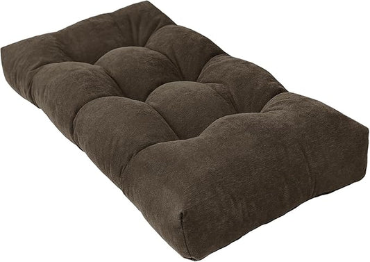 Bench Cushion 36 Inch - Chenille, High-Density Memory Foam, Non-Slip Bottom, Soft Durable Indoor Tufted Long Seat Cushion for Window Garden Furniture (Deep Brown, 36x14x4 Inch)