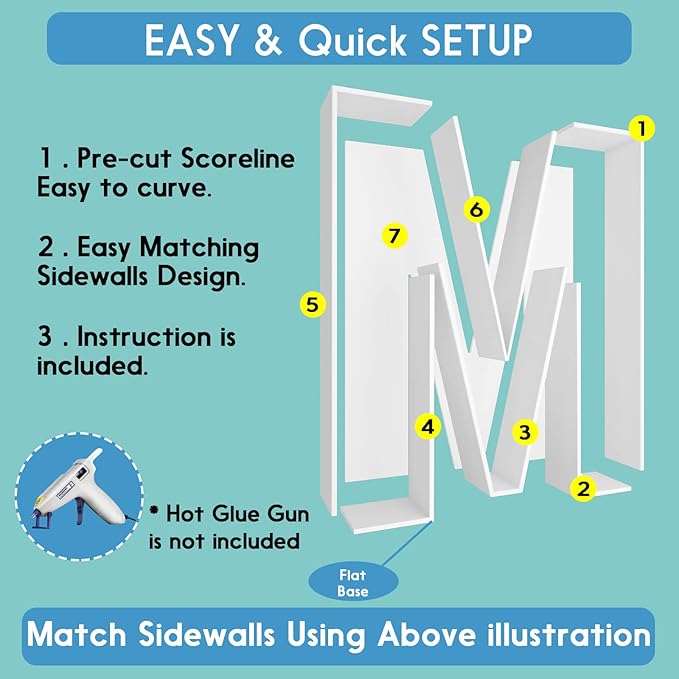 3FT Tall Mosaic Balloon Frame Letters Big Marquee Light Up Letters DIY Kit for Birthday Party Wedding Backdrop Decor Letter M Pre-Cut Foam Board