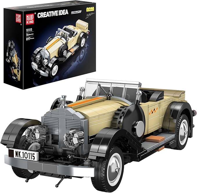 Mould King Classic Car Building Sets, 10115 Retro Car Model Build and Display, Collectible Vintage Antique Vehicle Toys, Car Kits for Adults and Boys Girls Kids Aged 14+(1380 Pieces)