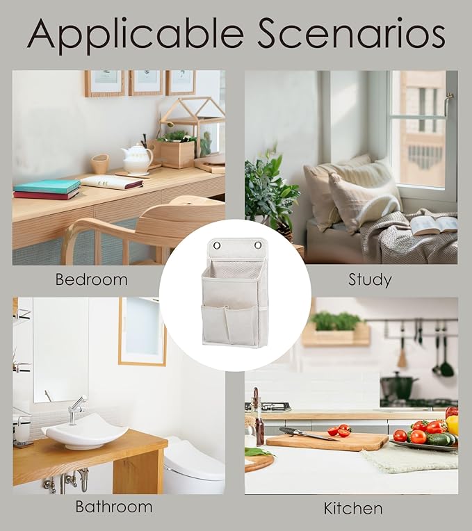 Hanging Basket for Organizing, Wall Organizer with Pockets and Over The Door Organizer，Can for Home, Closet, Office and Camper (4 White)