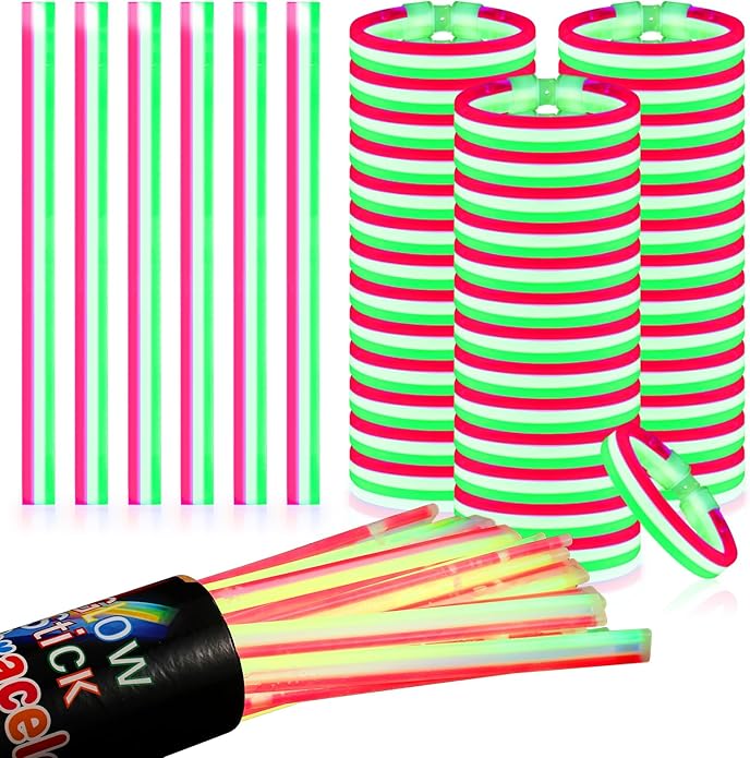 Lenwen 60 Pcs Red White and Blue Glow Sticks Bulk Glow Stick Necklaces Light up Bracelets with Connectors Glow in the Dark Party Supplies for Adults Neon Birthday 4th of July Party