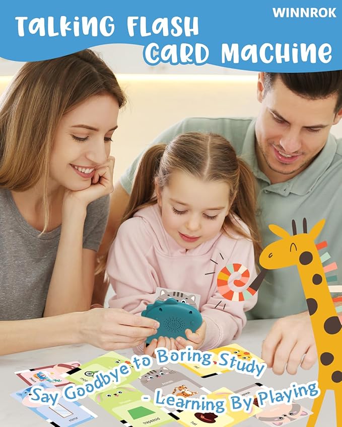 Talking Flash Cards for Toddlers 6 Songs 224 Words, Montessori Learning Toys for Kids Ages 1 2 3 4 5 6 Year Old, Autism Sensory Toys for Children, Gifts for Daughter Son Birthday Easter Christmas