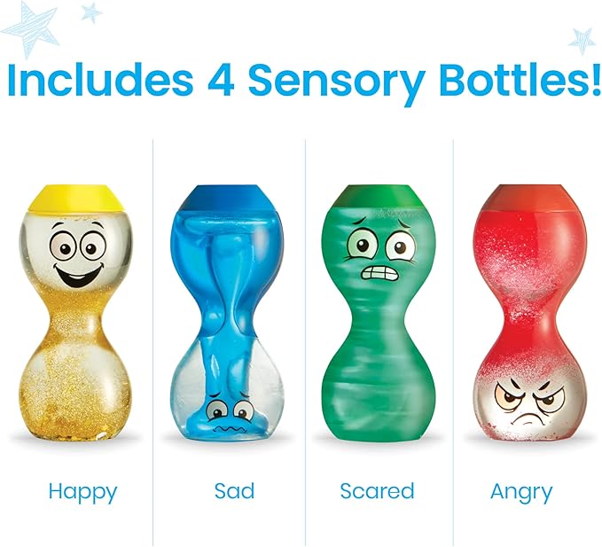 hand2mind Express Your Feelings Sensory Bottles- Primary Emotions, Toddler Sensory Toys, Quiet Fidget Toys, Play Therapy Toys, Calm Down Corner Supplies, Calming Corner, Social Emotional Learning