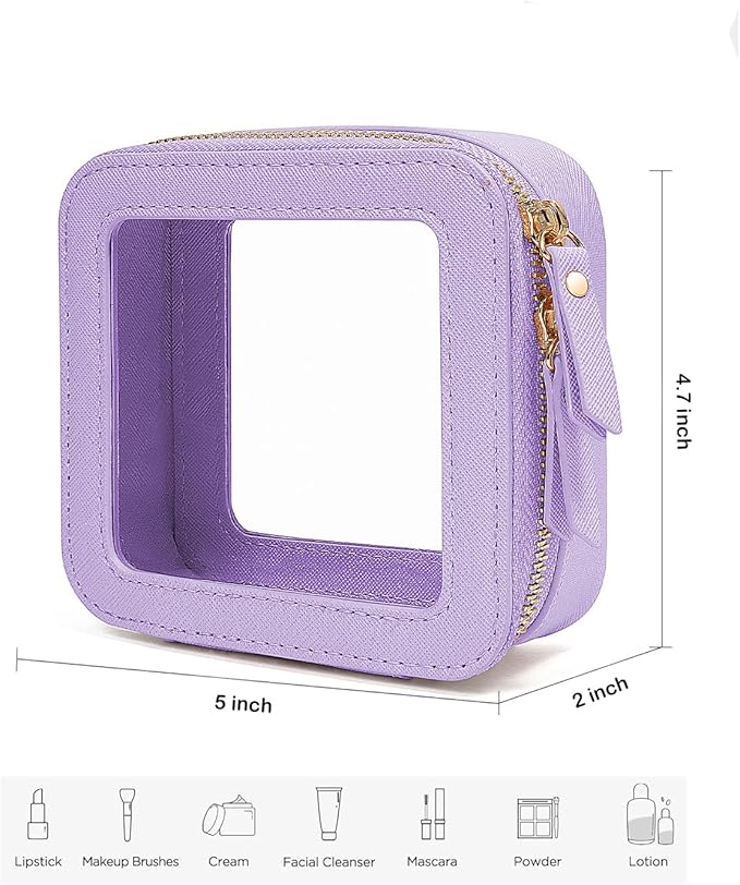 FFpaw Travel Clear Makeup Bag Set, TSA Approved Cosmetic Bag Case with Zipper Portable Makeup Pouch Toiletry Bag Women Traveling Cosmetic Organizer Storage Bag Car Organizer Car Essentials for Women