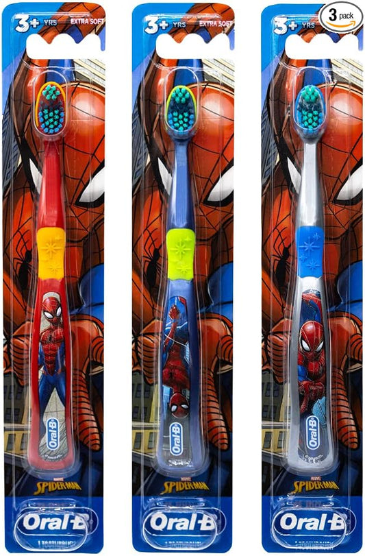 Colgate Marvel Spider-Man Toothbrush, 3+ YRS, Extra Soft (Colors & Characters Very) - Pack of 3