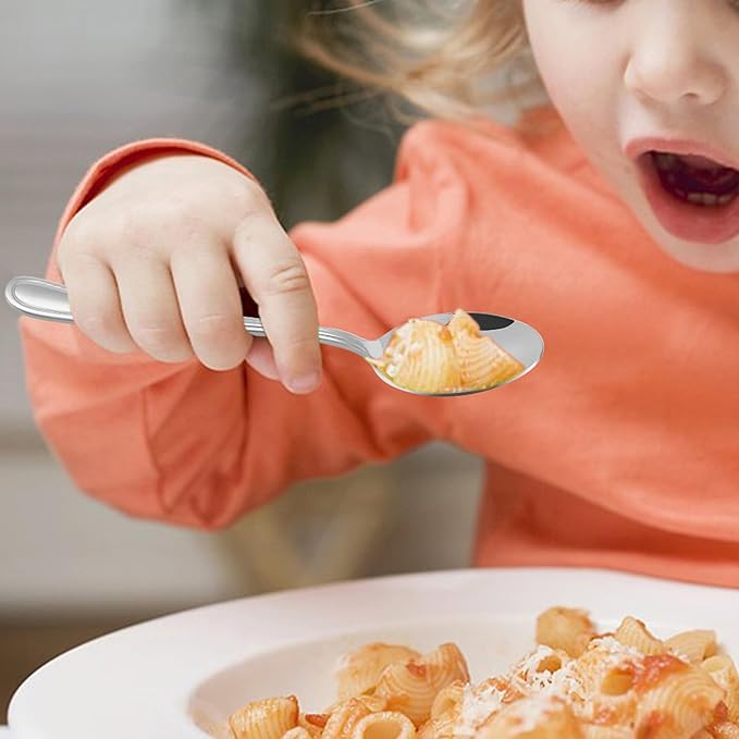 LIANYU 9-Piece Toddler Spoons, Kids Baby Spoons Self Feeding, Stainless Steel Children Silverware Set for 2-10 Year Old, Preschooler Cutlery Flatware Set for Home School, Dishwasher Safe