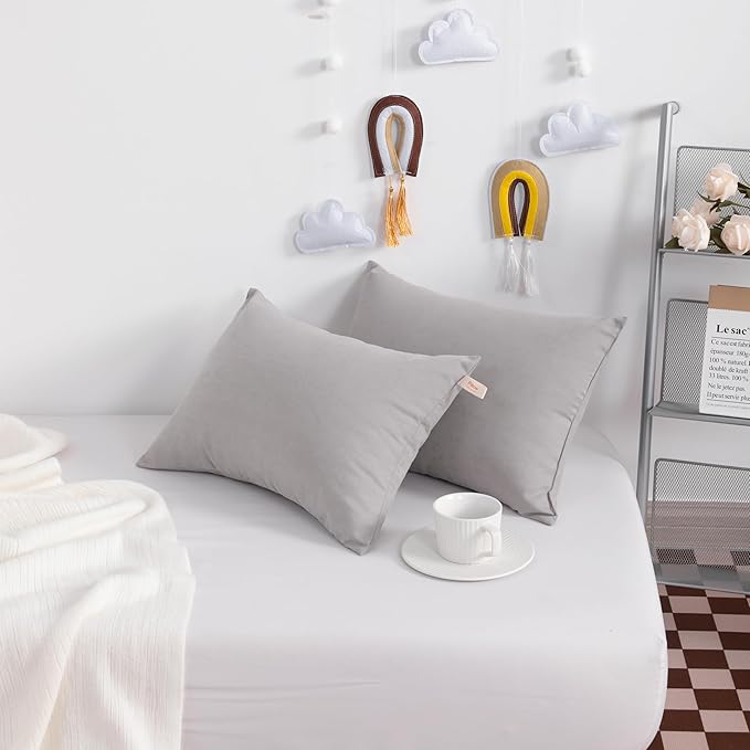 NTBAY Tiny Pillows, Down Alternative 7"x11" Microfiber Mini Pillow for Travel, Pets, Soft Machine Washable Small Pillows for Neck, Wrist, Lumbar and Knee, Light Grey