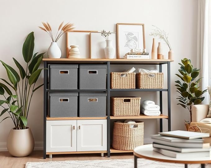 DECOMOMO Heavy Duty Cube Storage Bins, Fabric Storage Cubes, 3X Tougher Storage Basket with Lids (Charcoal Grey, 11 inch Cube)