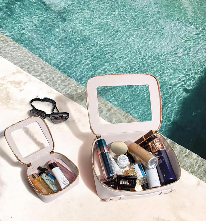 FFpaw Travel Clear Makeup Bag Set, TSA Approved Cosmetic Bag Case with Zipper Portable Makeup Pouch Toiletry Bag Women Traveling Cosmetic Organizer Storage Bag Car Organizer Car Essentials for Women