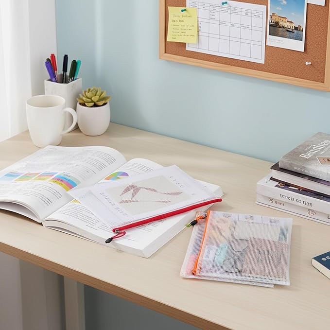 EOOUT 28pcs Mesh Zipper Pouch, Waterproof Zipper Bags, 8 Sizes Plastic Travel Pouch, 10 Colors, Multipurpose for Board Game, Travel Storage, School Supplies, Office Appliances, Home Organize